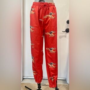 Melox_thelabel Thimphu joggers, drawstring, pockets, orange w/dragon print,S,EUC